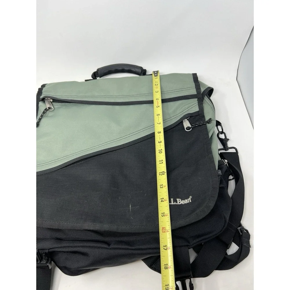 LL Bean Messenger Bag Backpack Carry On Computer‎ Green Convertible